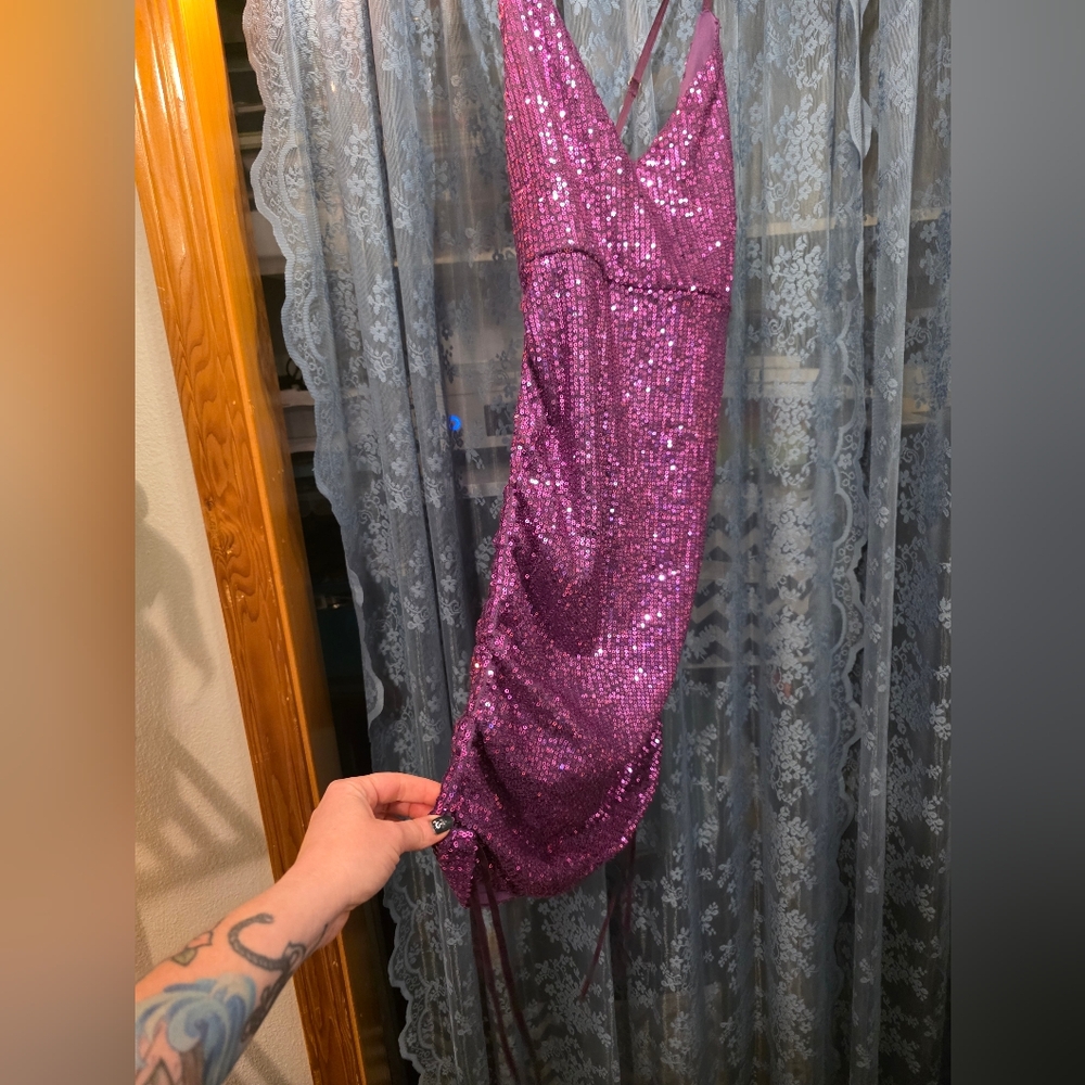 Elegant Purple Sequin Dress